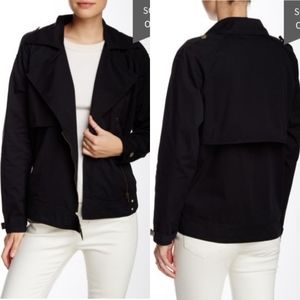 Michael Stars Moto Trench Jacket Black Twill XS